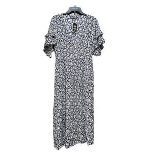 Anandas collection rayon prairie dress navy ditsy floral